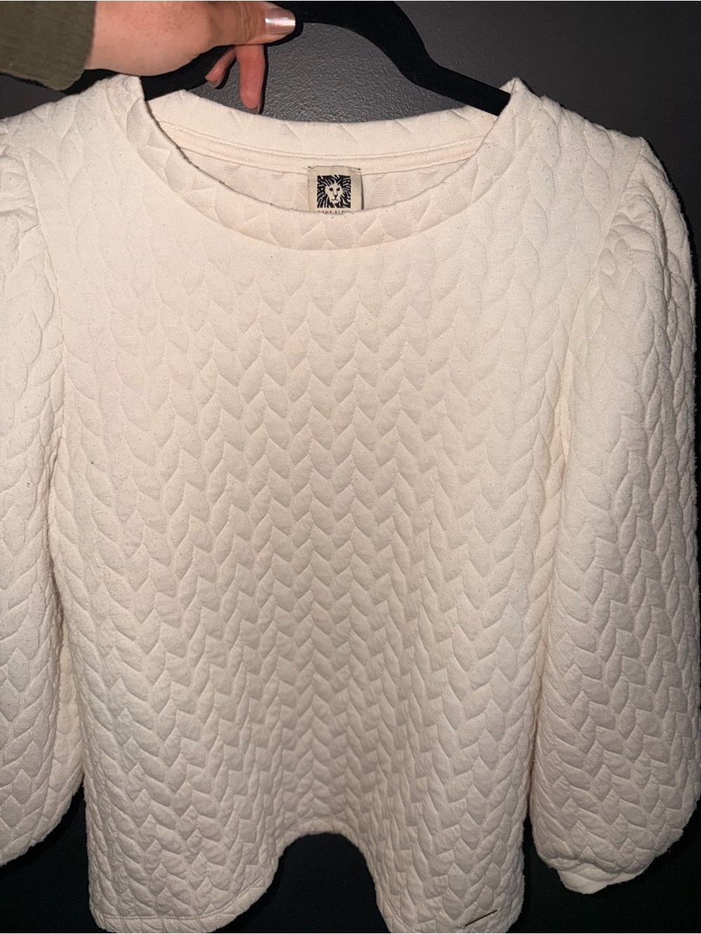 Anne Klein Ivory Quilted Bubble-Sleeve Top